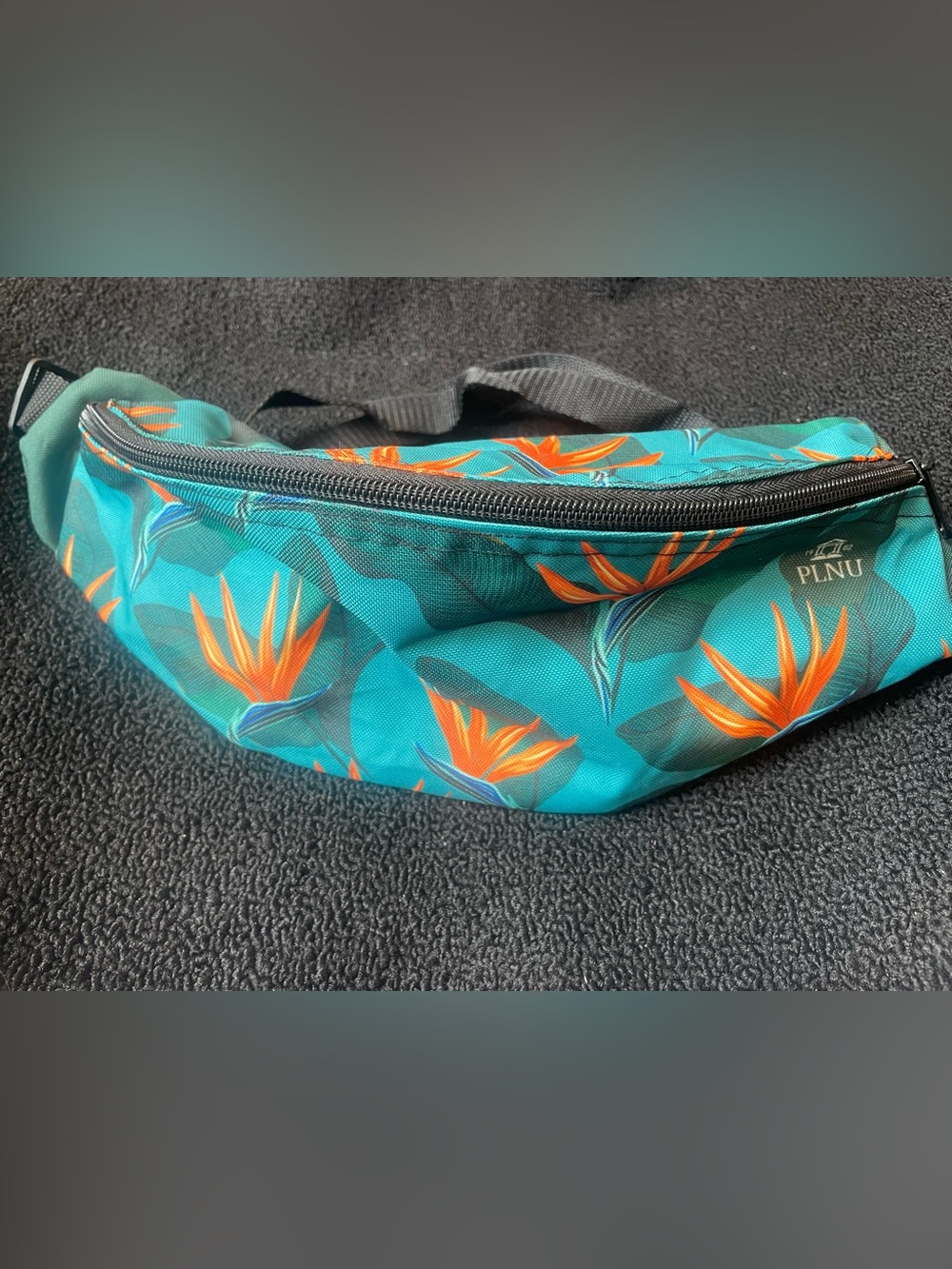 Tropical Teal Floral Fanny Pack - Orange Bird of Paradise Print
